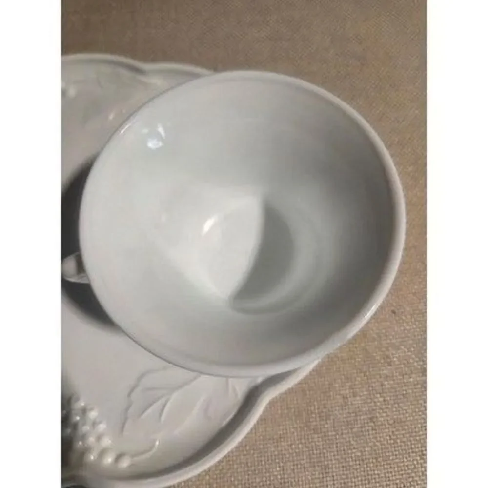 Vintage Indiana Glass Colony Harvest White Milk Glass Snack Set of 4
